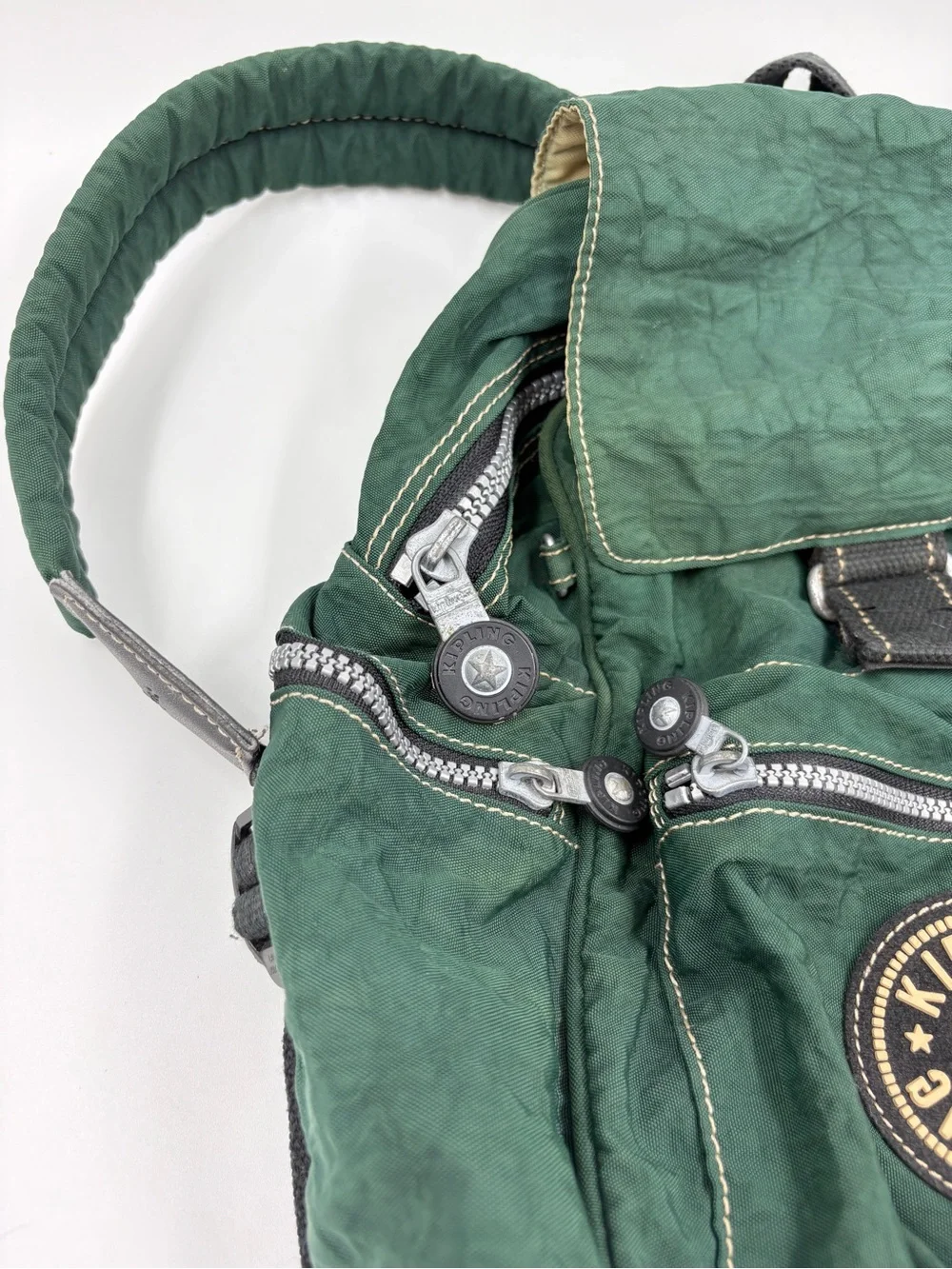 VTG 90s Kipling Nylon Backpack Bag Forest Green